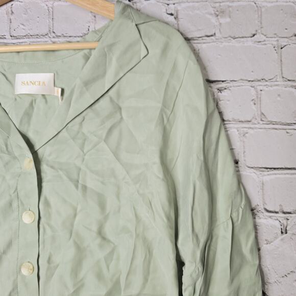 Sancia Australia Annika Blouse Button Accent Green New Size Medium - Picture 4 of 11